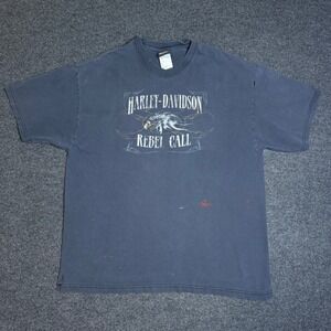 Vintage Harley-Davidson T-Shirt Mens XL Blue Made in USA Distressed Florence SC